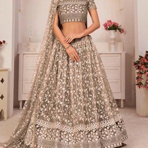 Vasana Lehenga - Brown & Cream - Brand New